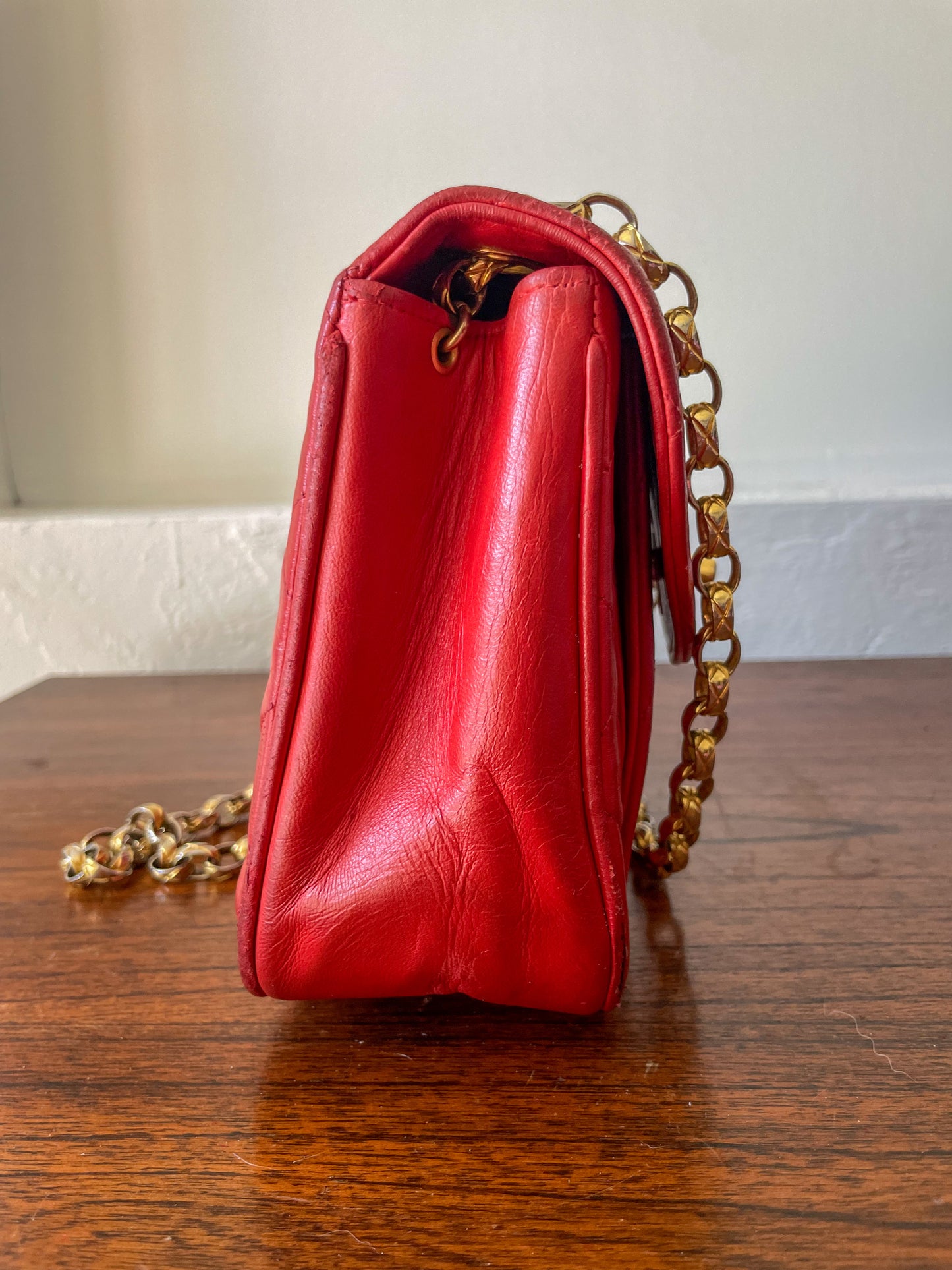 CHANEL Vintage Red Flap Bag Bijoux Chain