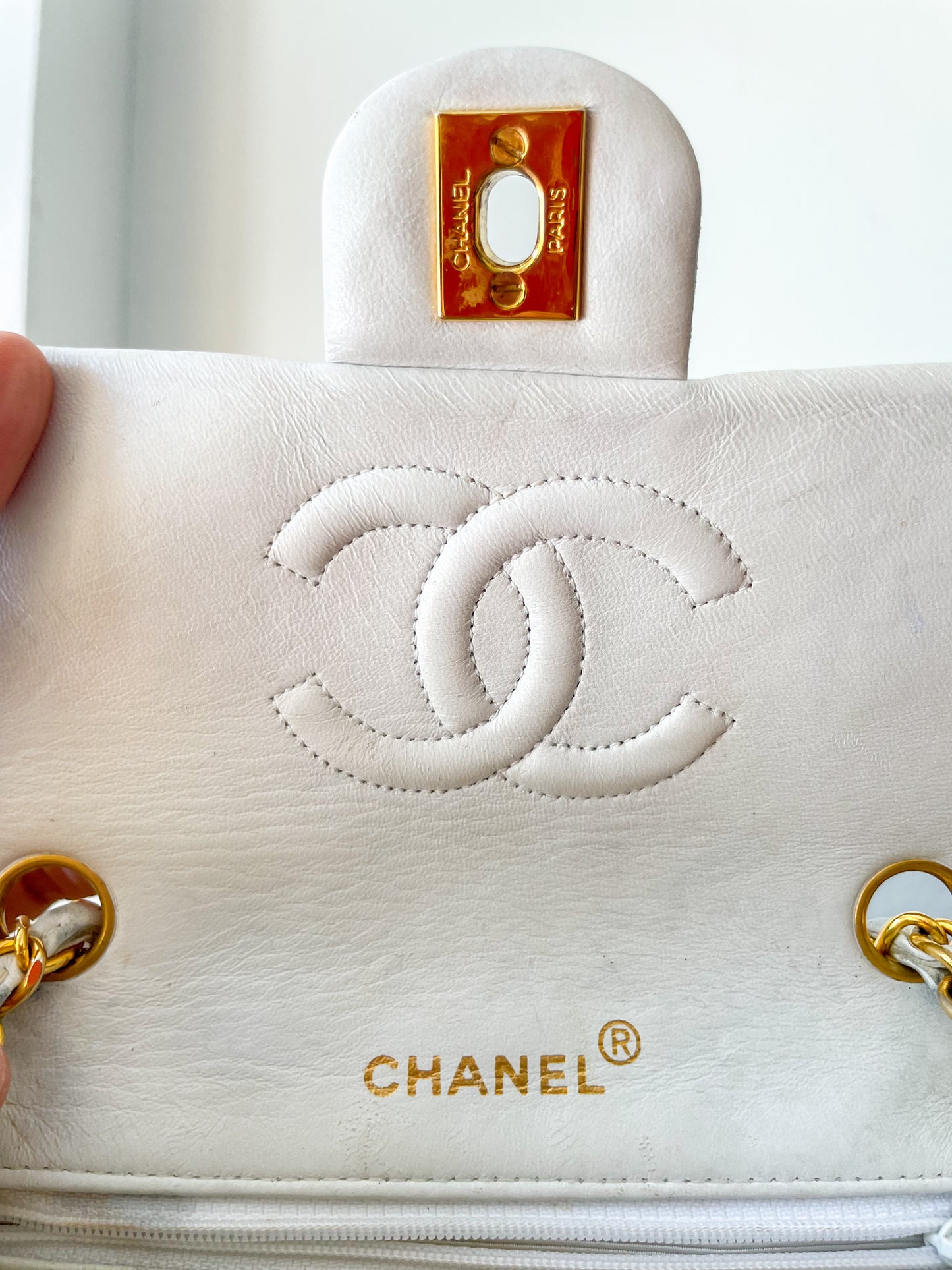 CHANEL Vintage Mini Square Flap White