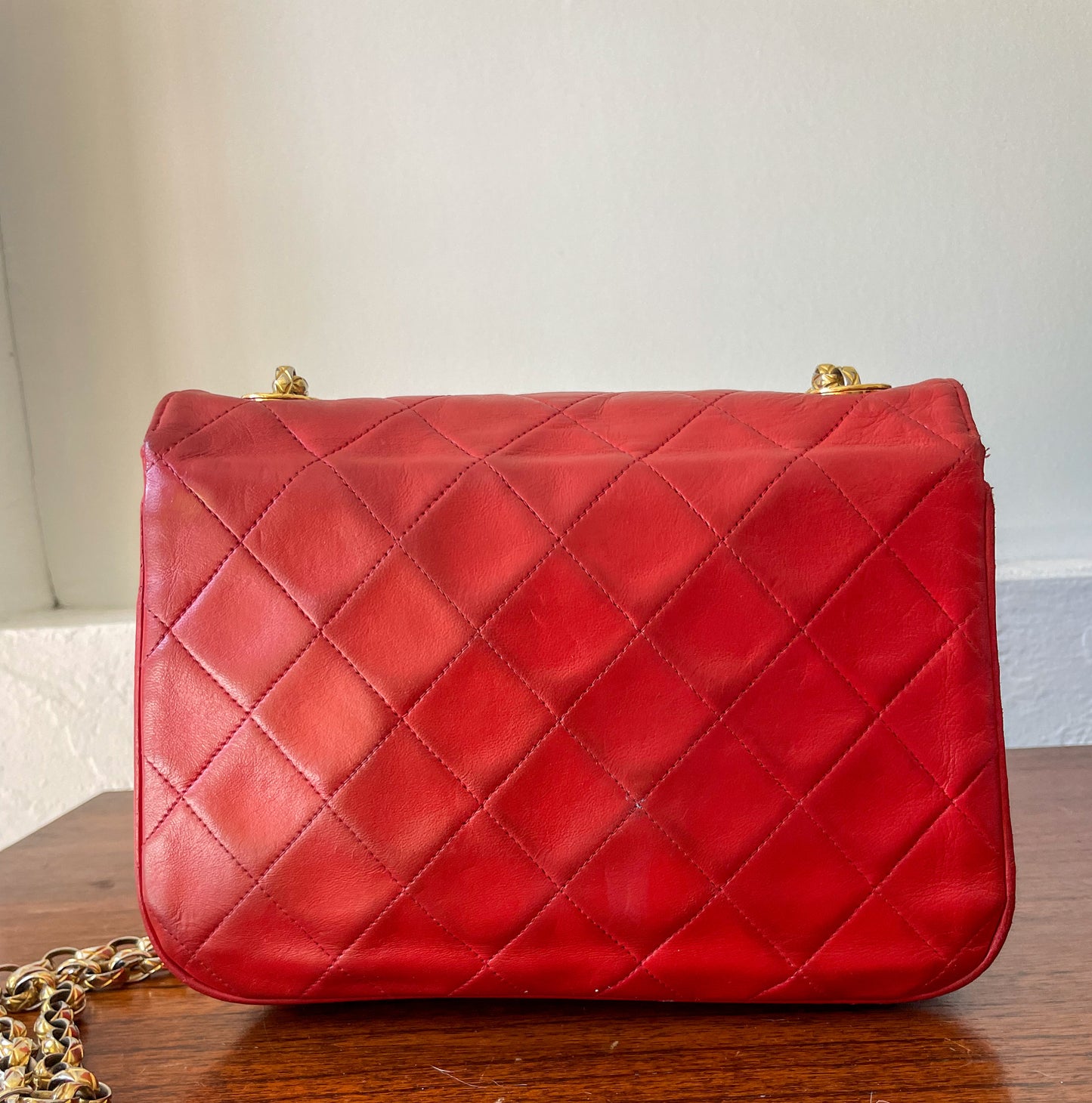 CHANEL Vintage Red Flap Bag Bijoux Chain