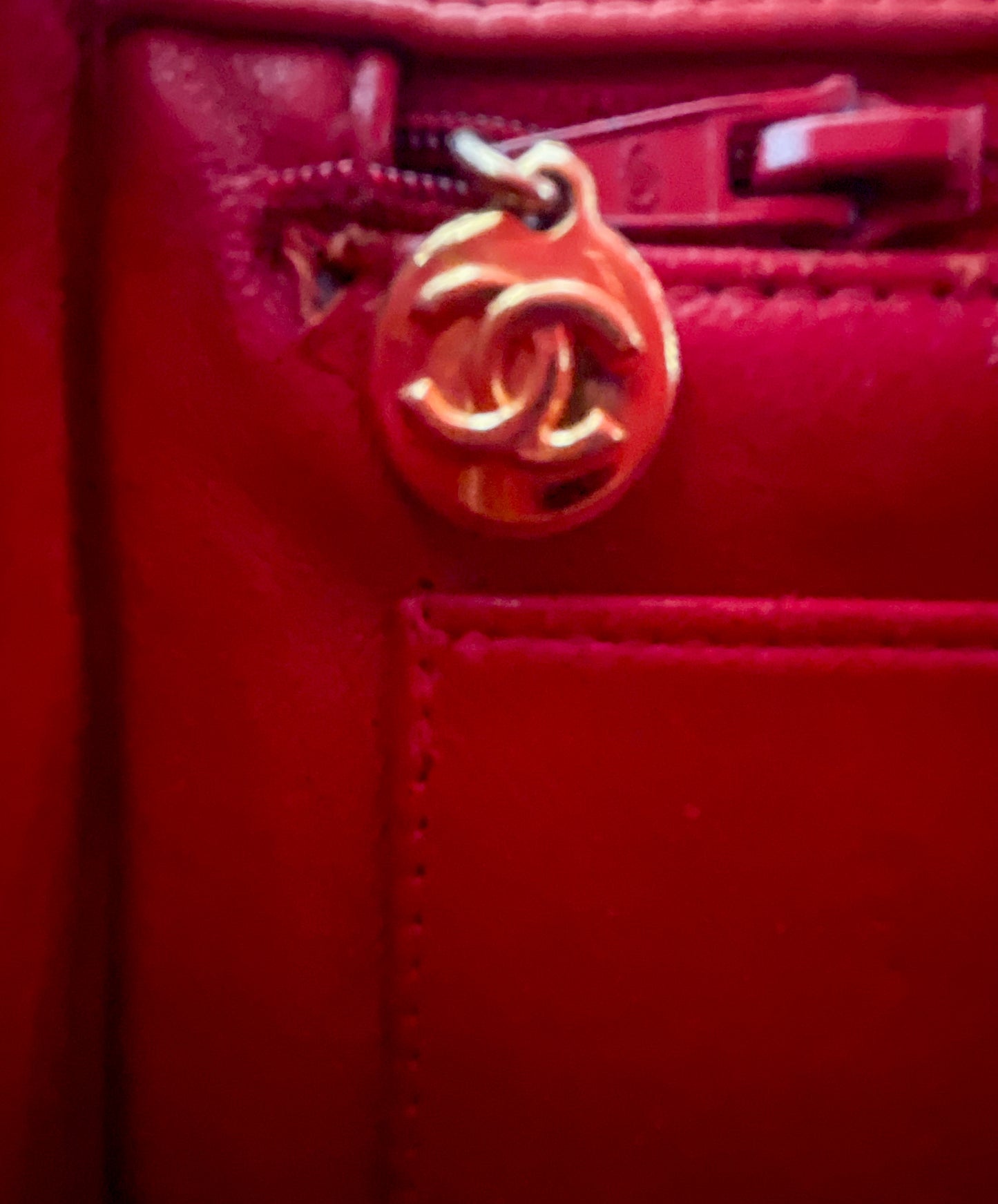 CHANEL Vintage Red Flap Bag Bijoux Chain