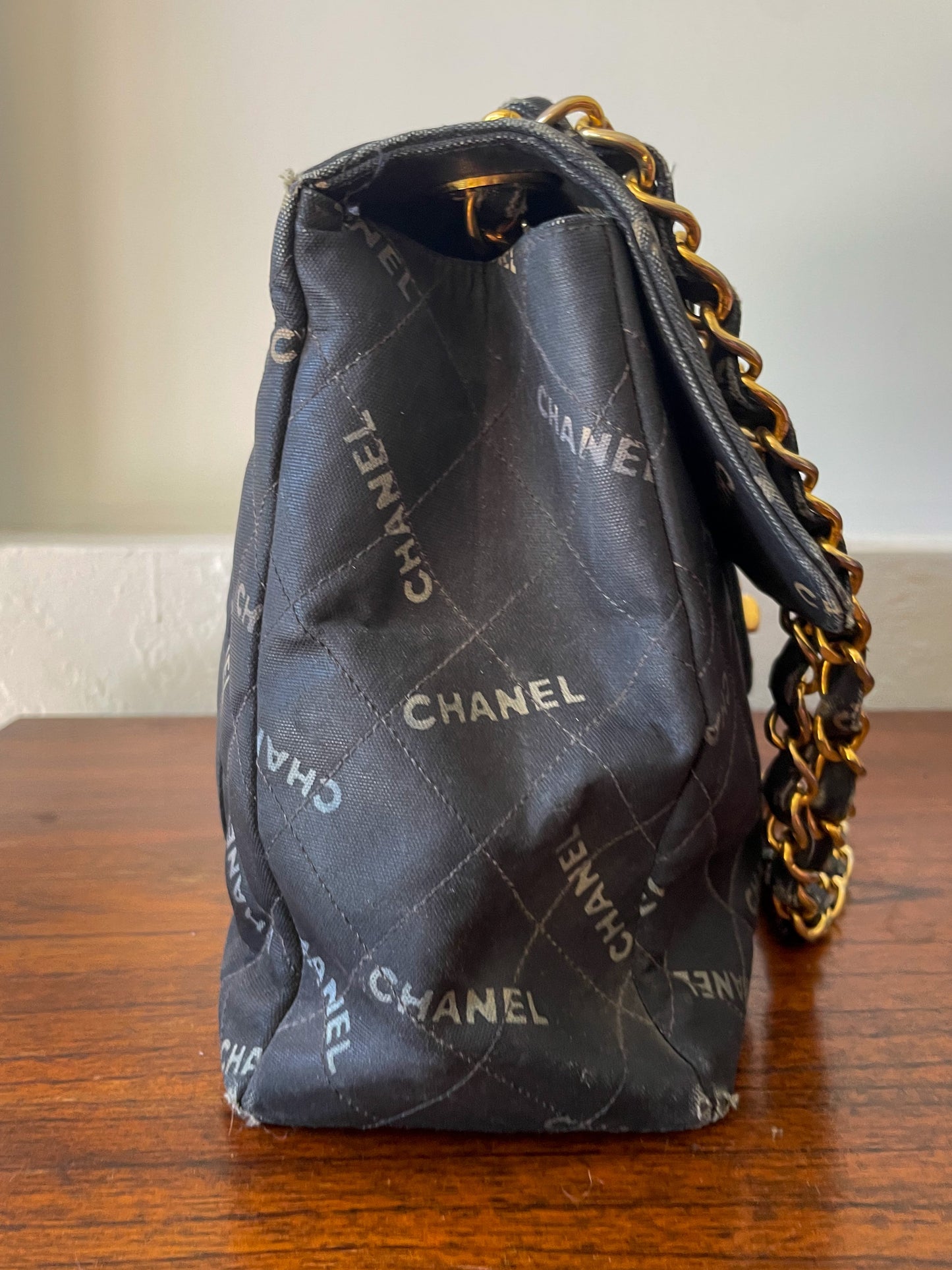 Chanel CC Vintage Logo Maxi Flap Bag Black