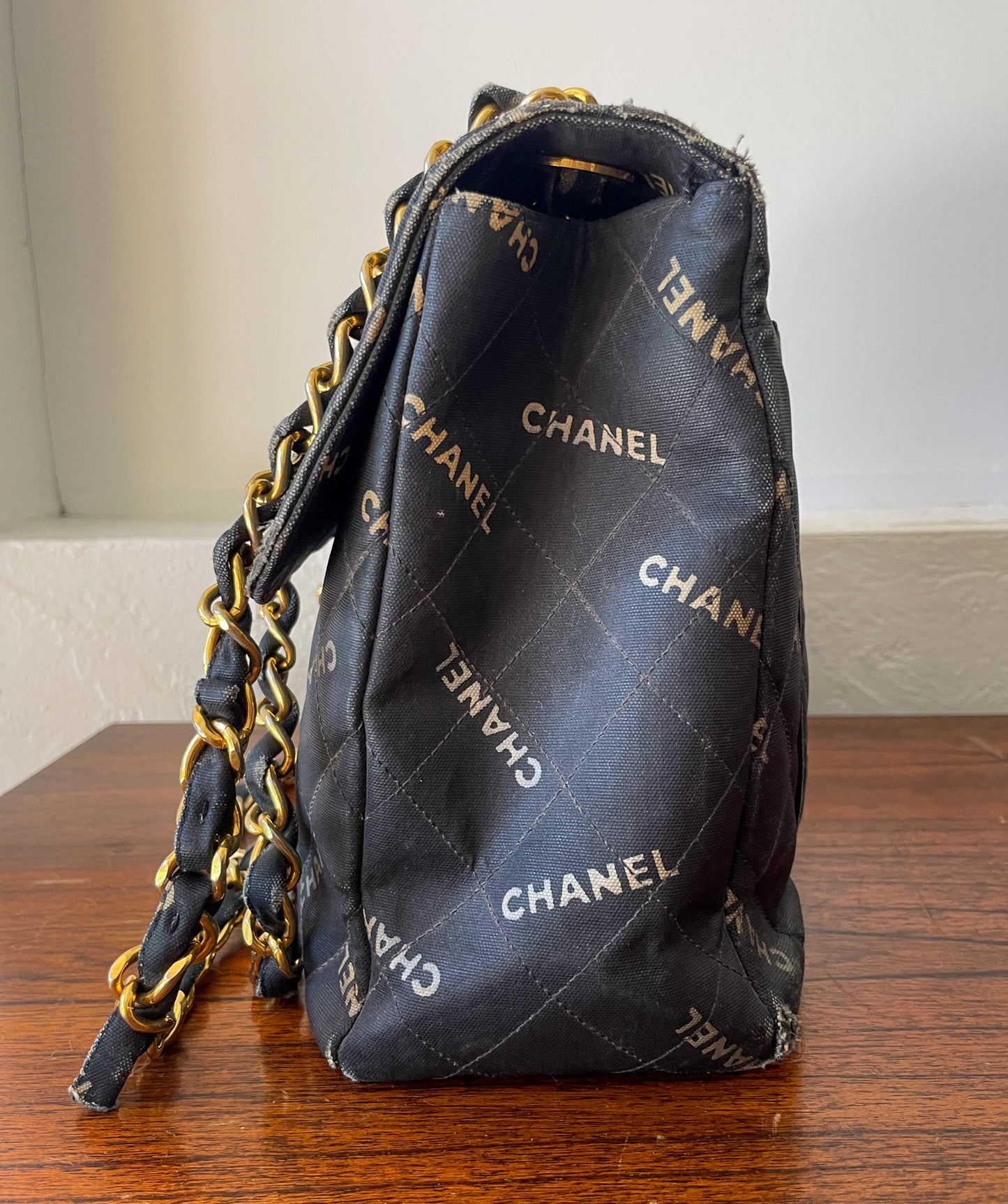 Chanel CC Vintage Logo Maxi Flap Bag Black