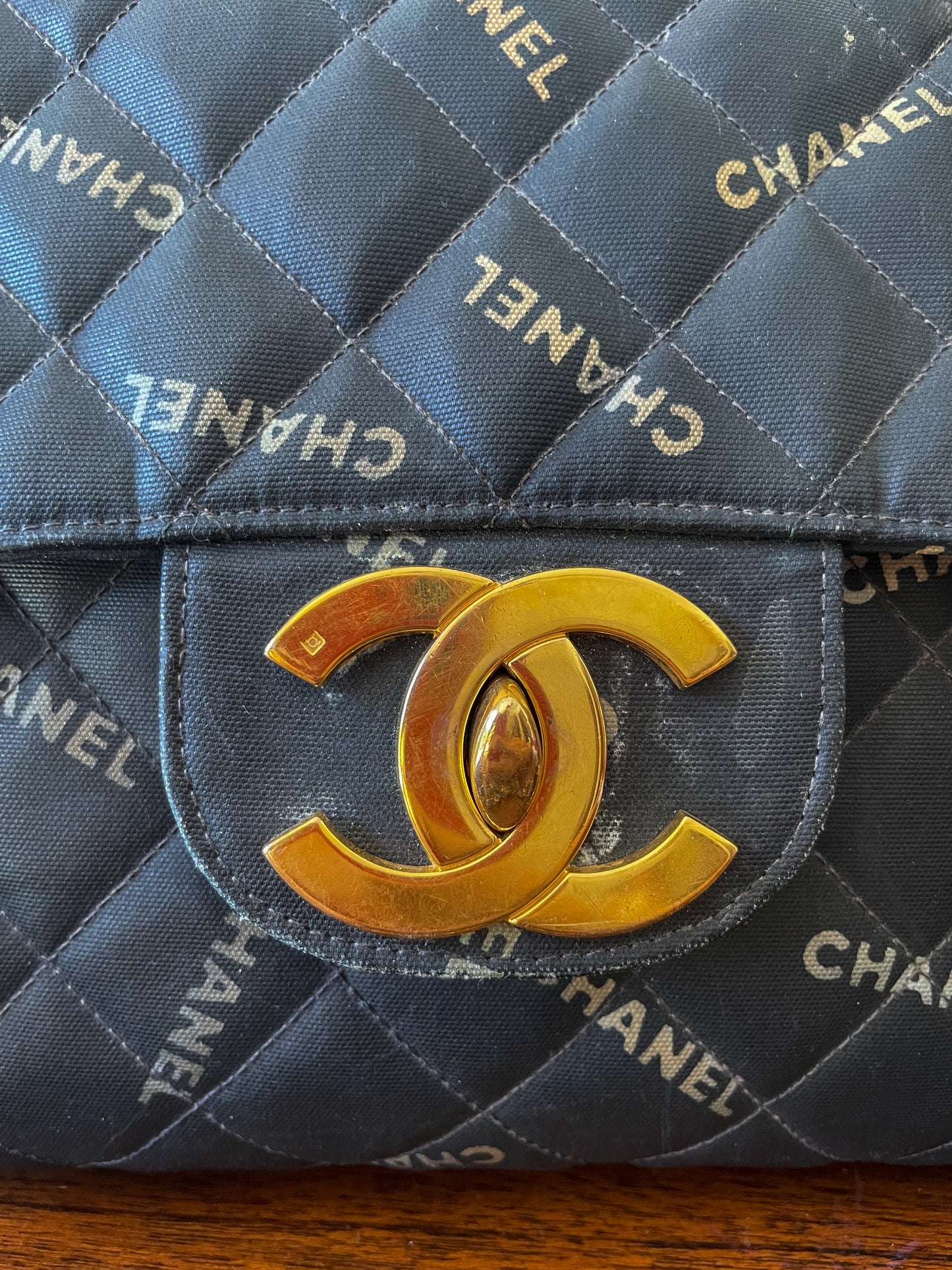 Chanel CC Vintage Logo Maxi Flap Bag Black